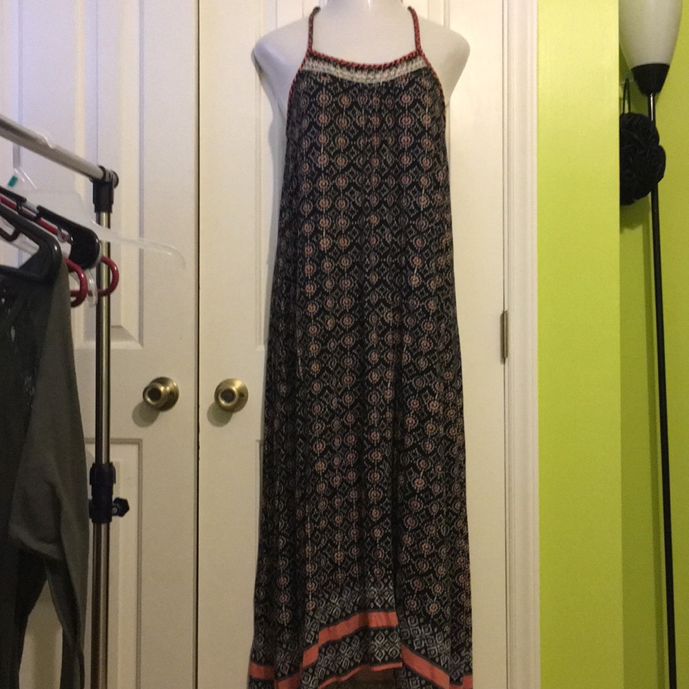 Coral and black Racerback high low sundress